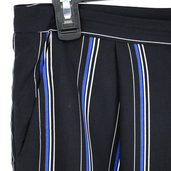Tahari Dress Pants Womens 16 Black Blue Stripe Wide Leg Lightweight ASL - Picture 6 of 12